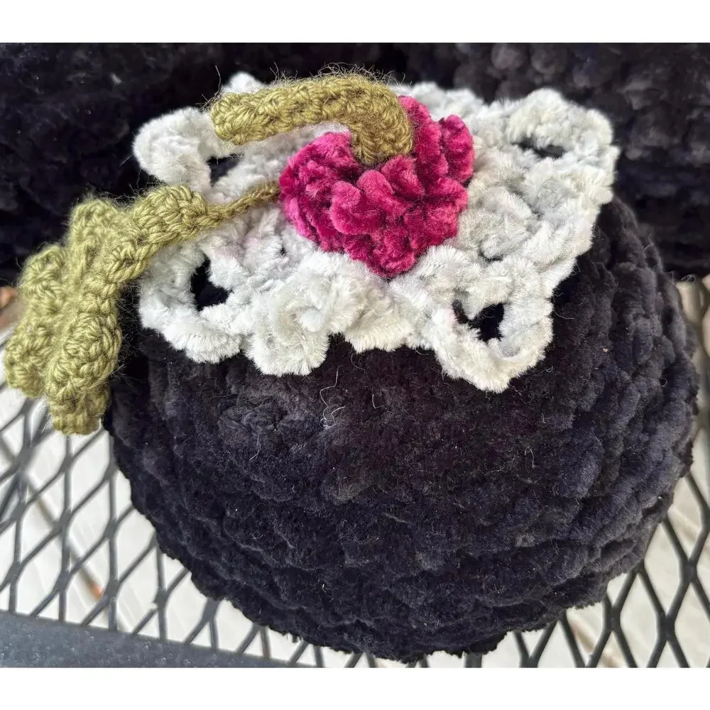 Handmade Velvet Pumpkin Pillow Set, Black Pumpkin Plushies, Autumn Throw Pillows